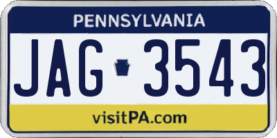 PA license plate JAG3543