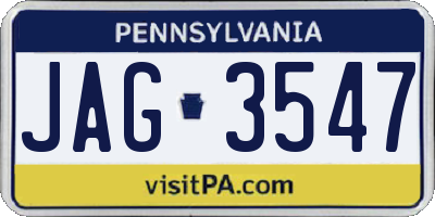 PA license plate JAG3547