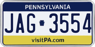 PA license plate JAG3554