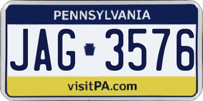 PA license plate JAG3576
