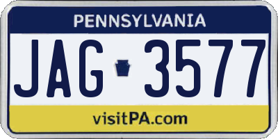 PA license plate JAG3577