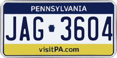 PA license plate JAG3604