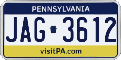 PA license plate JAG3612