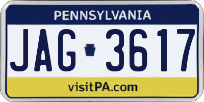 PA license plate JAG3617