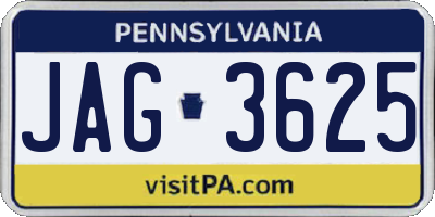 PA license plate JAG3625