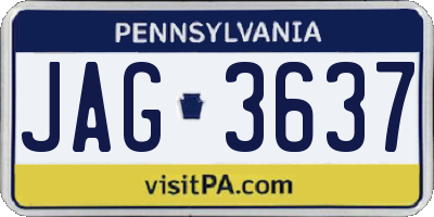 PA license plate JAG3637