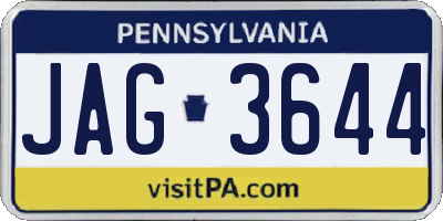 PA license plate JAG3644