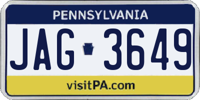 PA license plate JAG3649