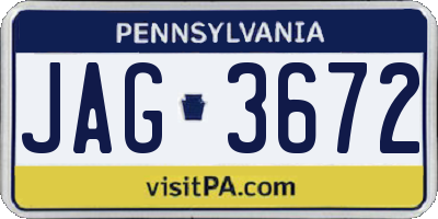 PA license plate JAG3672