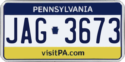 PA license plate JAG3673