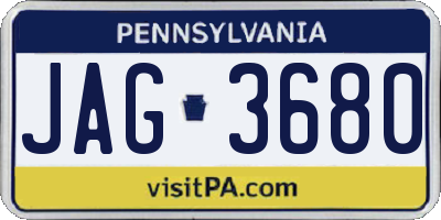 PA license plate JAG3680