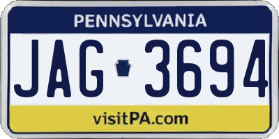 PA license plate JAG3694