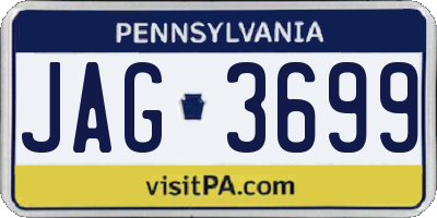 PA license plate JAG3699