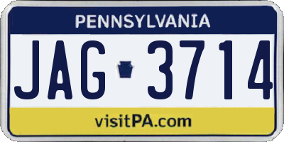 PA license plate JAG3714
