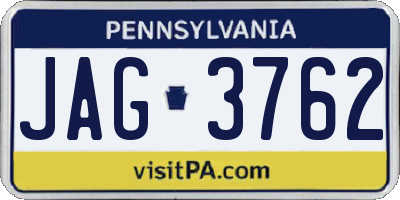 PA license plate JAG3762