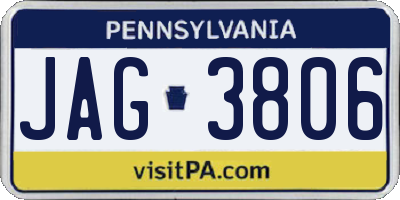 PA license plate JAG3806