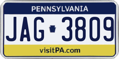 PA license plate JAG3809