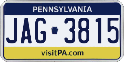 PA license plate JAG3815