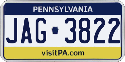 PA license plate JAG3822
