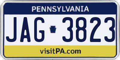 PA license plate JAG3823