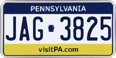 PA license plate JAG3825