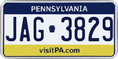 PA license plate JAG3829