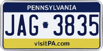 PA license plate JAG3835