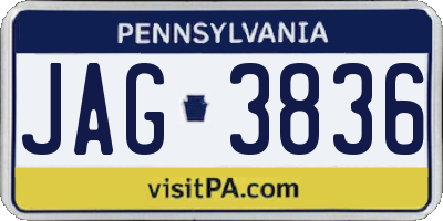 PA license plate JAG3836