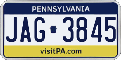PA license plate JAG3845