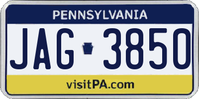 PA license plate JAG3850