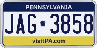PA license plate JAG3858