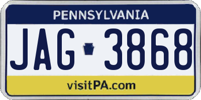 PA license plate JAG3868