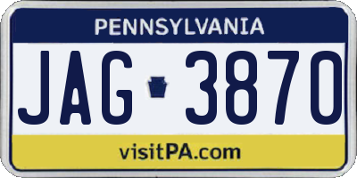PA license plate JAG3870