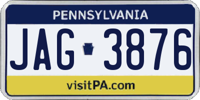 PA license plate JAG3876