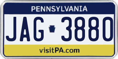 PA license plate JAG3880