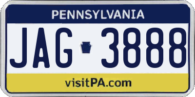 PA license plate JAG3888