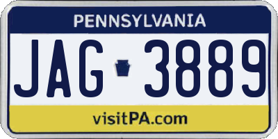 PA license plate JAG3889
