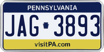 PA license plate JAG3893