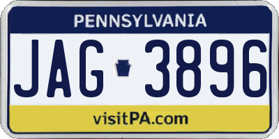 PA license plate JAG3896