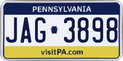 PA license plate JAG3898