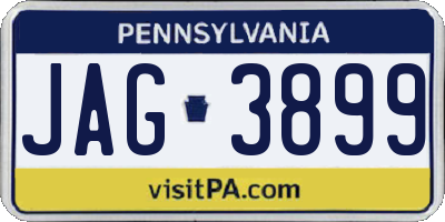 PA license plate JAG3899