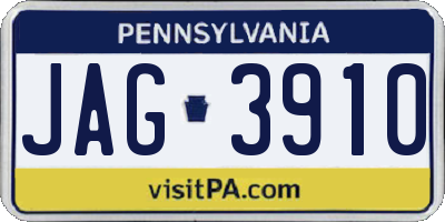 PA license plate JAG3910