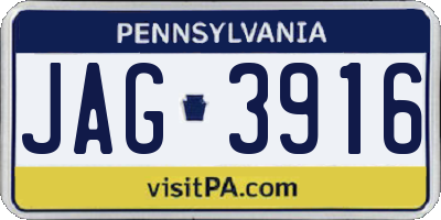 PA license plate JAG3916