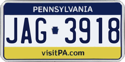 PA license plate JAG3918