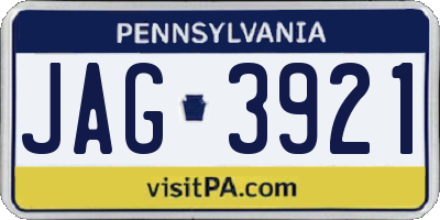 PA license plate JAG3921