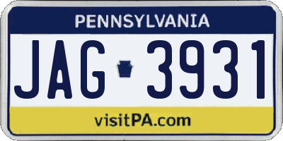 PA license plate JAG3931