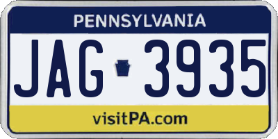 PA license plate JAG3935
