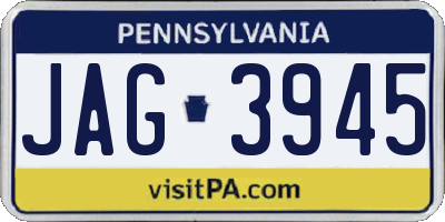 PA license plate JAG3945