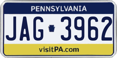 PA license plate JAG3962