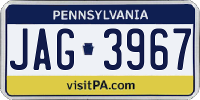 PA license plate JAG3967